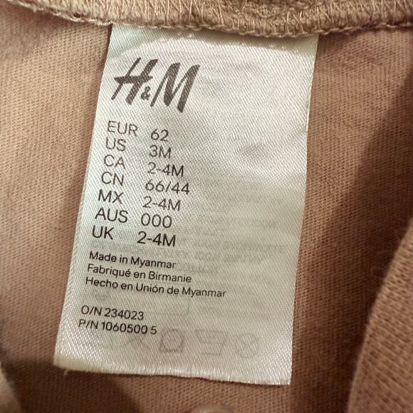 H&M Tan Romper Zip Up Shorties Outfit Tan Baby Boy 3 Months Gender Neutral - Picture 5 of 6